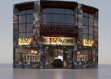 水泥工業風酒吧裝修設計案例效果圖